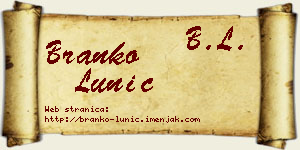 Branko Lunić vizit kartica